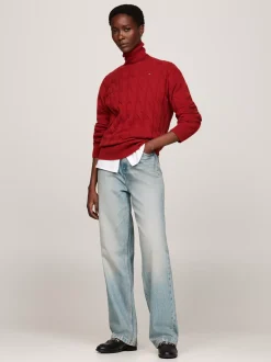 Swetry|Dzianina*Tommy Hilfiger Sweter Z Czystej Wełny Z Golfem DARK MAGMA