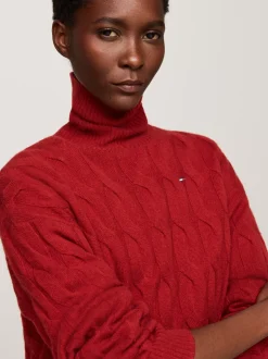 Swetry|Dzianina*Tommy Hilfiger Sweter Z Czystej Wełny Z Golfem DARK MAGMA