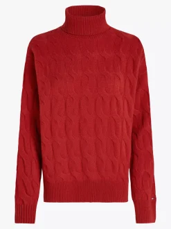 Swetry|Dzianina*Tommy Hilfiger Sweter Z Czystej Wełny Z Golfem DARK MAGMA