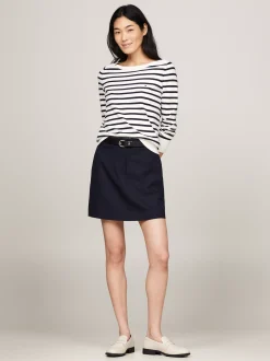 Swetry Z Okrągłym Dekoltem|Swetry*Tommy Hilfiger Sweter Z Dekoltem W łódkę I Flagą IVORY PETAL/ DESERT SKY STP