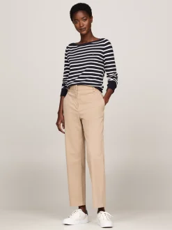 Swetry Z Okrągłym Dekoltem|Swetry*Tommy Hilfiger Sweter Z Dekoltem W łódkę I Flagą BRETON STP DESERT SKY/ IVORY PETAL