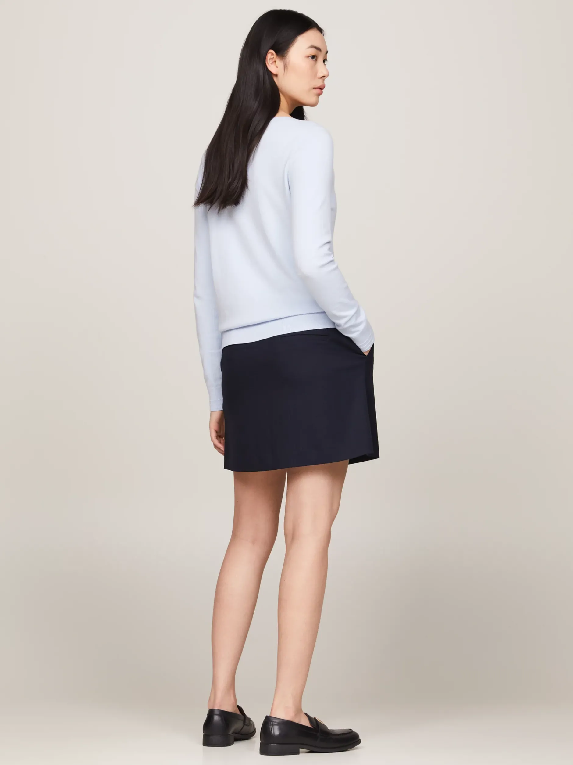 Swetry Z Okrągłym Dekoltem|Swetry*Tommy Hilfiger Sweter Z Dekoltem W łódkę I Flagą BREEZY BLUE