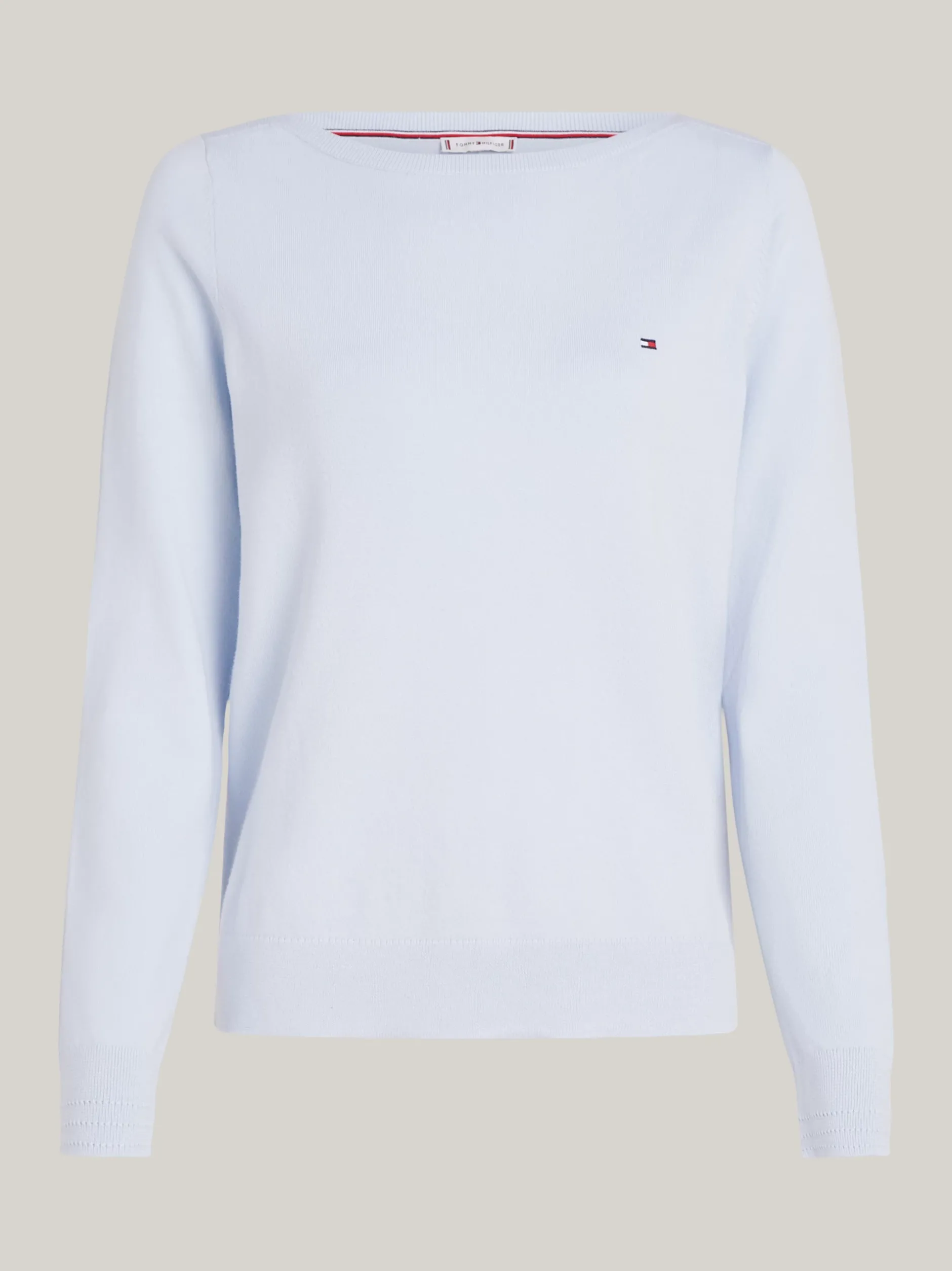 Swetry Z Okrągłym Dekoltem|Swetry*Tommy Hilfiger Sweter Z Dekoltem W łódkę I Flagą BREEZY BLUE