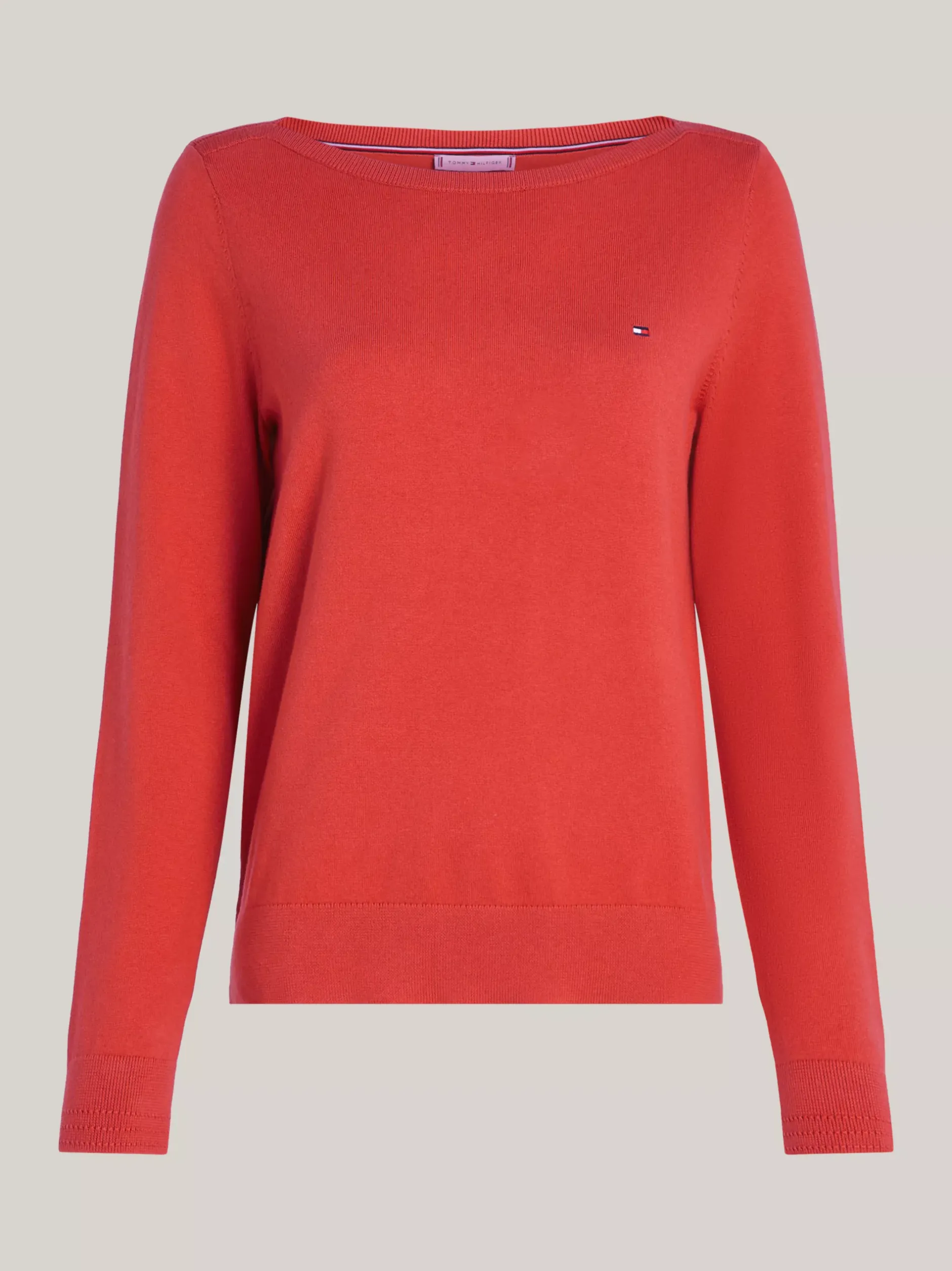 Swetry Z Okrągłym Dekoltem|Swetry*Tommy Hilfiger Sweter Z Dekoltem W łódkę I Flagą TERRA RED