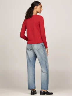 Swetry Z Okrągłym Dekoltem|Swetry*Tommy Hilfiger Sweter Z Dekoltem W łódkę I Flagą DARK MAGMA