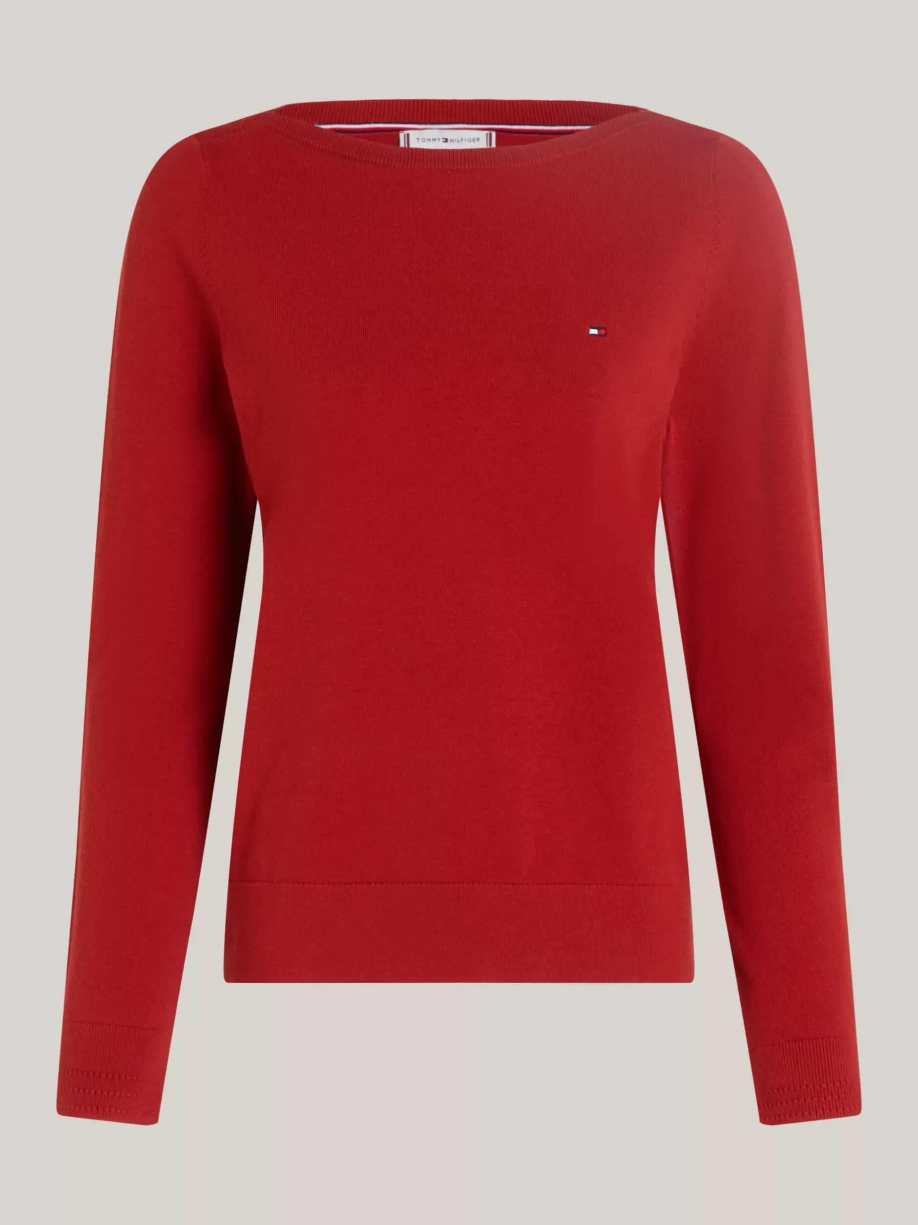 Swetry Z Okrągłym Dekoltem|Swetry*Tommy Hilfiger Sweter Z Dekoltem W łódkę I Flagą DARK MAGMA