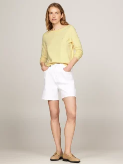 Swetry Z Okrągłym Dekoltem|Swetry*Tommy Hilfiger Sweter Z Dekoltem W łódkę I Flagą LEMON ZEST