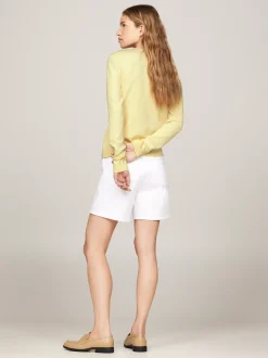 Swetry Z Okrągłym Dekoltem|Swetry*Tommy Hilfiger Sweter Z Dekoltem W łódkę I Flagą LEMON ZEST