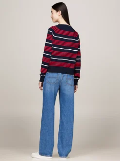 Swetry|Dzianina*Tommy Hilfiger Sweter Z Dekoltem W Szpic I Wzorem W Paski DARK NIGHT NAVY / STRIPE