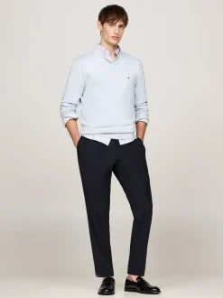 Swetry Z Okrągłym Dekoltem|Swetry*Tommy Hilfiger Sweter Z Dekoltem W Szpic I Flagą VESSEL BLUE HEATHER