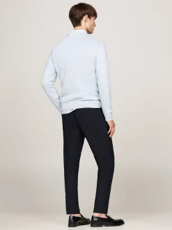 Swetry Z Okrągłym Dekoltem|Swetry*Tommy Hilfiger Sweter Z Dekoltem W Szpic I Flagą VESSEL BLUE HEATHER