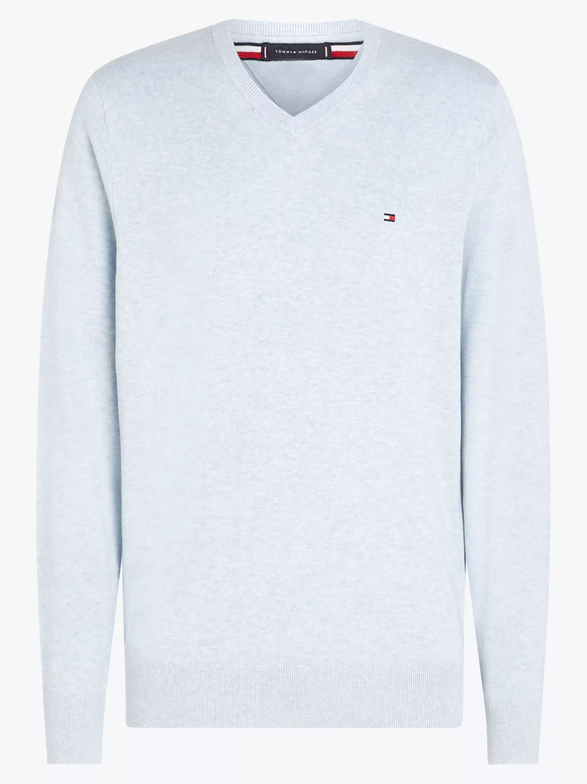 Swetry Z Okrągłym Dekoltem|Swetry*Tommy Hilfiger Sweter Z Dekoltem W Szpic I Flagą VESSEL BLUE HEATHER