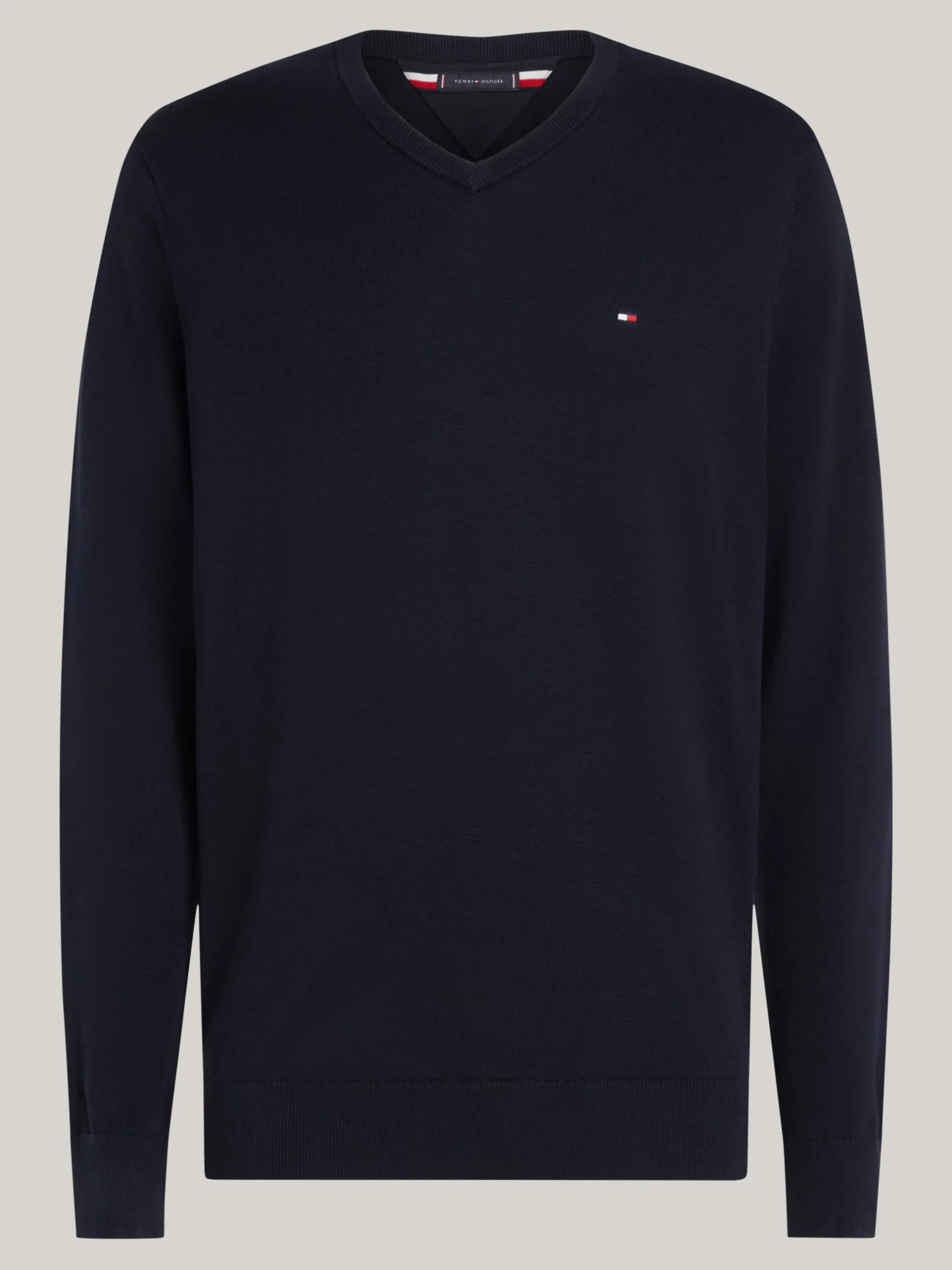 Swetry Z Okrągłym Dekoltem|Swetry*Tommy Hilfiger Sweter Z Dekoltem W Szpic I Flagą DESERT SKY