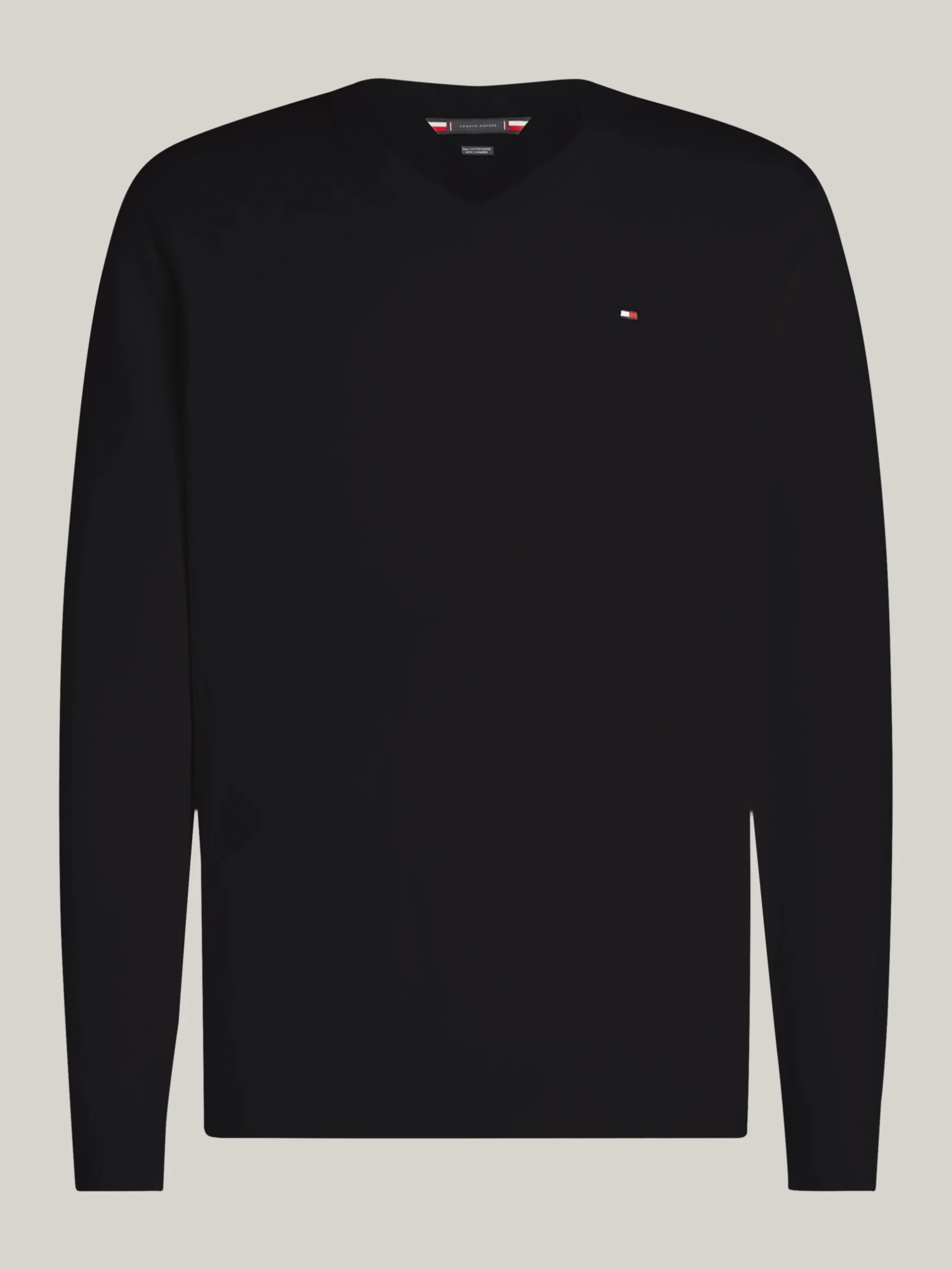 Swetry|Dzianina*Tommy Hilfiger Sweter Z Dekoltem W Szpic Z Kaszmirem BLACK