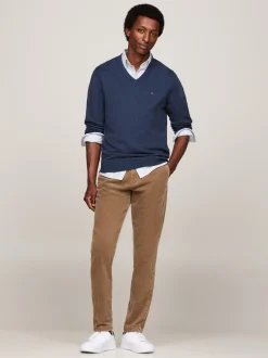 Swetry|Dzianina*Tommy Hilfiger Sweter Z Dekoltem W Szpic Z Kaszmirem AEGEAN SEA HEATHER