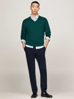 Swetry|Dzianina*Tommy Hilfiger Sweter Z Dekoltem W Szpic Z Kaszmirem ORNAMENTAL GREEN HEATHER