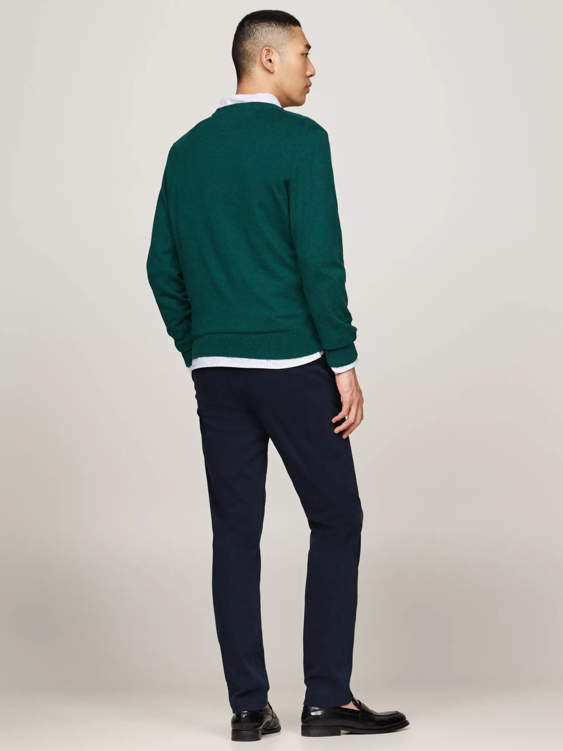 Swetry|Dzianina*Tommy Hilfiger Sweter Z Dekoltem W Szpic Z Kaszmirem ORNAMENTAL GREEN HEATHER