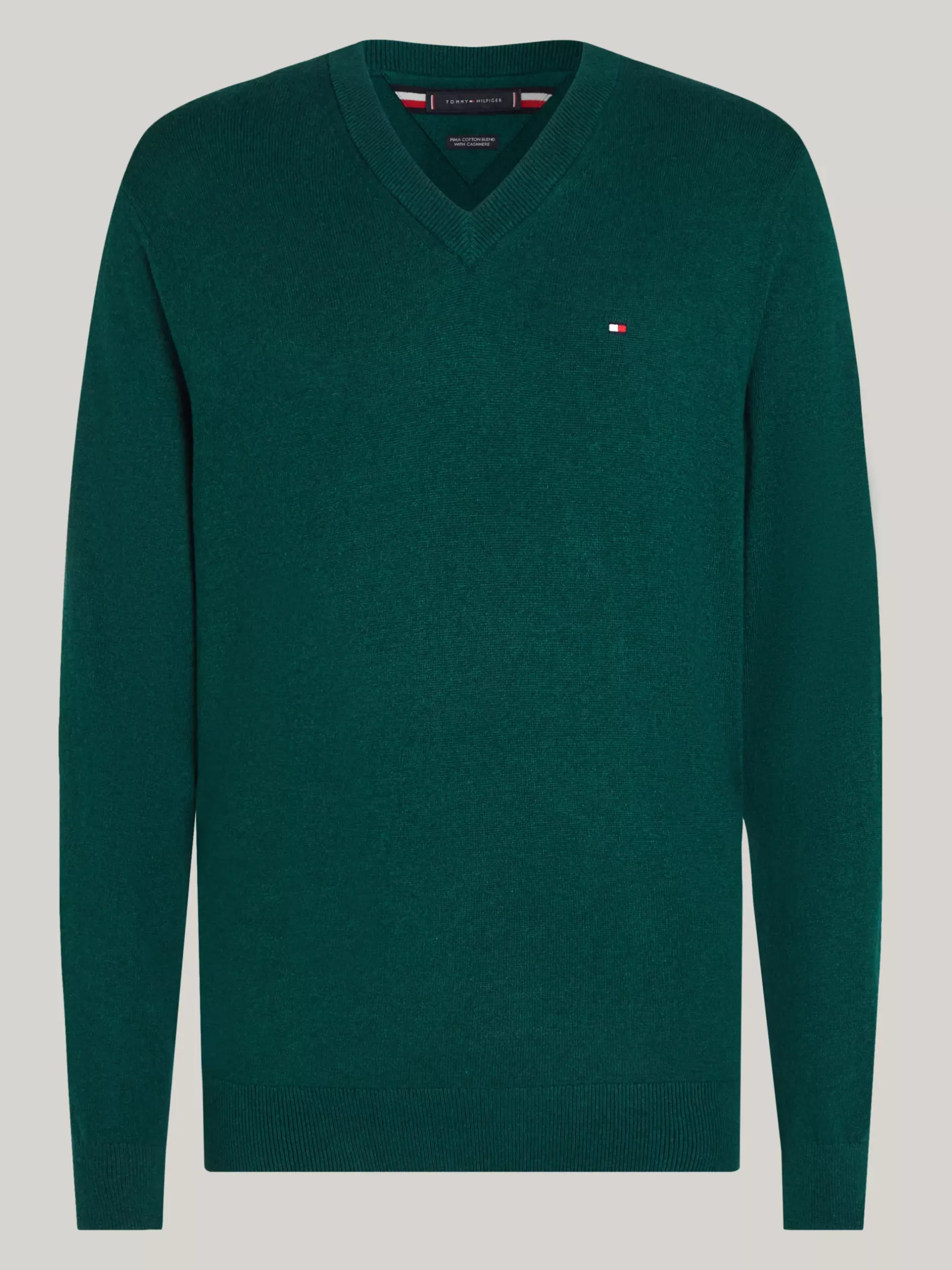Swetry|Dzianina*Tommy Hilfiger Sweter Z Dekoltem W Szpic Z Kaszmirem ORNAMENTAL GREEN HEATHER