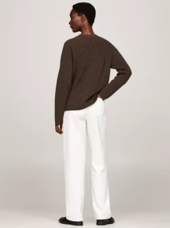 Swetry|Dzianina*Tommy Hilfiger Sweter Z Dekoltem W Szpic Z Kaszmirem LEGACY BROWN HEATHER