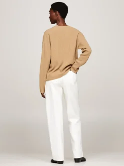 Swetry|Dzianina*Tommy Hilfiger Sweter Z Dekoltem W Szpic Z Kaszmirem CLASSIC KHAKI