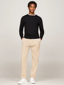 Swetry Z Okrągłym Dekoltem|Swetry*Tommy Hilfiger Sweter Z Delikatnej Wełny Z Merynosa BLACK