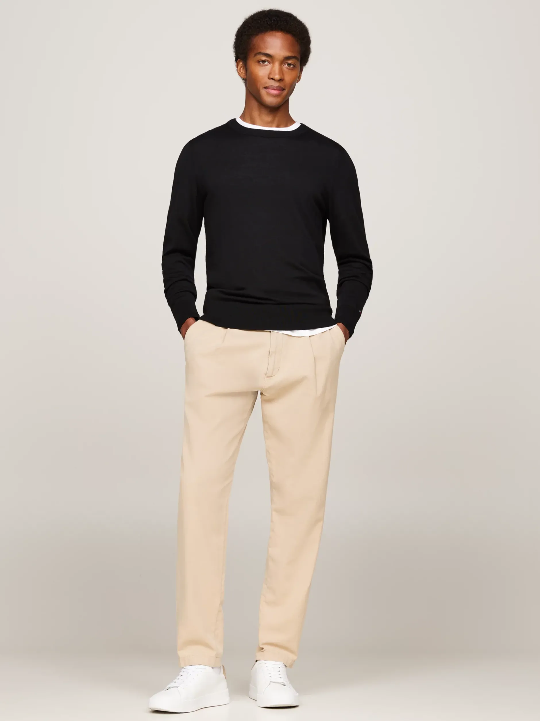 Swetry Z Okrągłym Dekoltem|Swetry*Tommy Hilfiger Sweter Z Delikatnej Wełny Z Merynosa BLACK