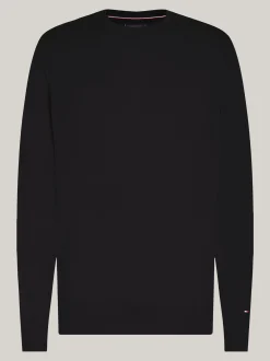 Swetry Z Okrągłym Dekoltem|Swetry*Tommy Hilfiger Sweter Z Delikatnej Wełny Z Merynosa BLACK