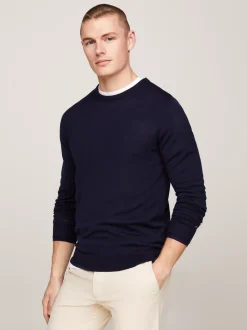 Swetry Z Okrągłym Dekoltem|Swetry*Tommy Hilfiger Sweter Z Delikatnej Wełny Z Merynosa DESERT SKY