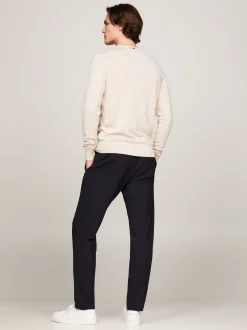 Swetry Z Okrągłym Dekoltem|Swetry*Tommy Hilfiger Sweter Z Delikatnej Wełny Z Merynosa HEATHERED OATMILK