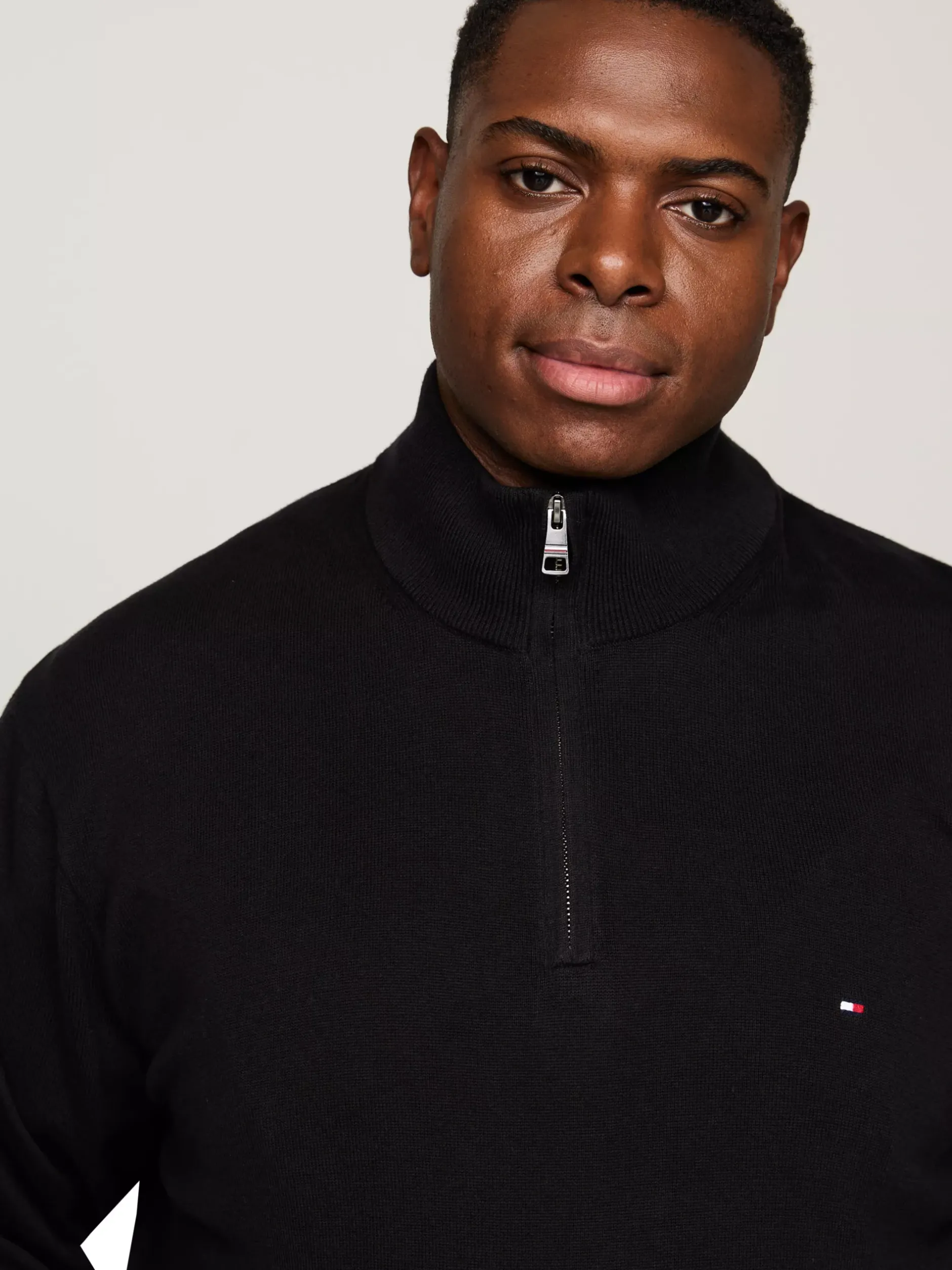 Sweter Z Zamkiem|Dzianina*Tommy Hilfiger Sweter Z Dodatkiem Kaszmiru Z Kolekcji Plus BLACK