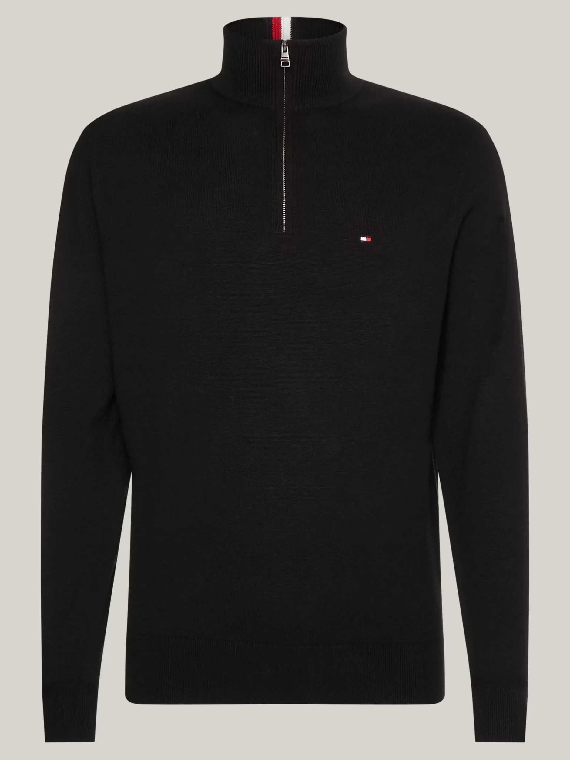 Sweter Z Zamkiem|Dzianina*Tommy Hilfiger Sweter Z Dodatkiem Kaszmiru Z Kolekcji Plus BLACK