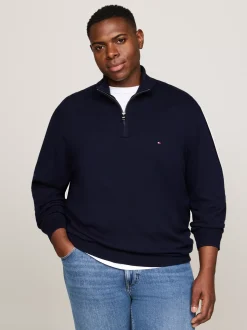 Sweter Z Zamkiem|Swetry*Tommy Hilfiger Sweter Z Dodatkiem Kaszmiru Z Kolekcji Plus DESERT SKY