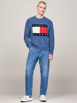Swetry Z Okrągłym Dekoltem|Swetry*Tommy Hilfiger Sweter Z Dzianiny Melanżowej Z Domieszką Wełny BRIGHT BLUE MELANGE