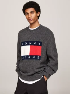 Swetry Z Okrągłym Dekoltem|Swetry*Tommy Hilfiger Sweter Z Dzianiny Melanżowej Z Domieszką Wełny NEW CHARCOAL MELANGE
