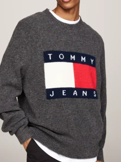 Swetry Z Okrągłym Dekoltem|Swetry*Tommy Hilfiger Sweter Z Dzianiny Melanżowej Z Domieszką Wełny NEW CHARCOAL MELANGE