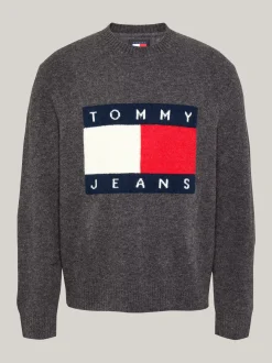 Swetry Z Okrągłym Dekoltem|Swetry*Tommy Hilfiger Sweter Z Dzianiny Melanżowej Z Domieszką Wełny NEW CHARCOAL MELANGE