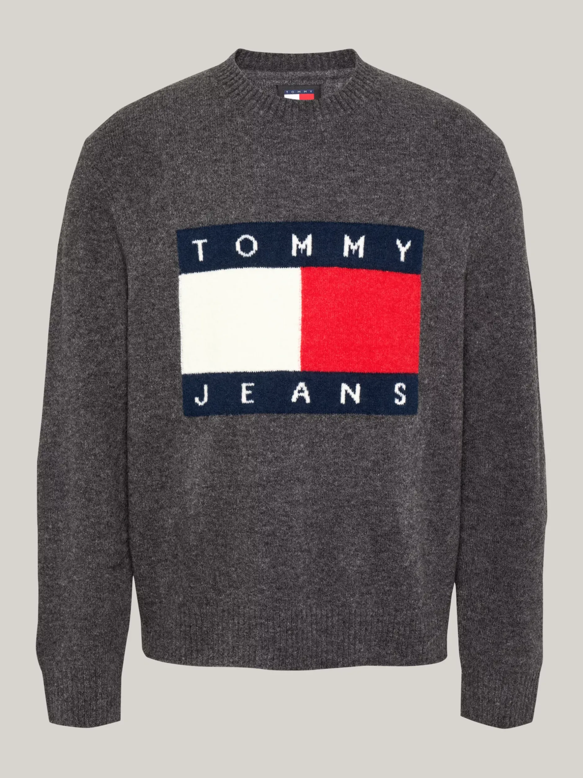Swetry Z Okrągłym Dekoltem|Swetry*Tommy Hilfiger Sweter Z Dzianiny Melanżowej Z Domieszką Wełny NEW CHARCOAL MELANGE
