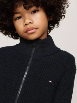 Dzianina*Tommy Hilfiger Sweter Z Dzianiny Z Zapięciem Na Zamek DESERT SKY