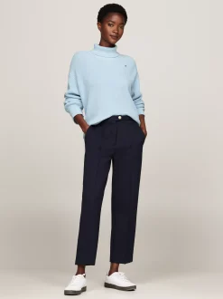 Swetry Z Golfem|Swetry*Tommy Hilfiger Sweter Z Golfem O Luźnym Kroju BREEZY BLUE