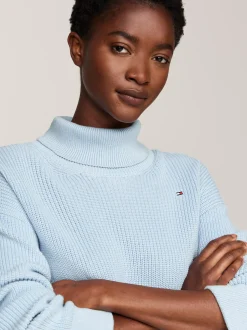 Swetry Z Golfem|Swetry*Tommy Hilfiger Sweter Z Golfem O Luźnym Kroju BREEZY BLUE