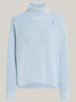 Swetry Z Golfem|Swetry*Tommy Hilfiger Sweter Z Golfem O Luźnym Kroju BREEZY BLUE