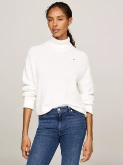 Swetry Z Golfem|Swetry*Tommy Hilfiger Sweter Z Golfem O Luźnym Kroju IVORY PETAL