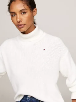 Swetry Z Golfem|Swetry*Tommy Hilfiger Sweter Z Golfem O Luźnym Kroju IVORY PETAL