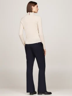Swetry Z Golfem|Swetry*Tommy Hilfiger Sweter Z Golfem Z Czystej Wełny CLASSIC BEIGE HEATHER