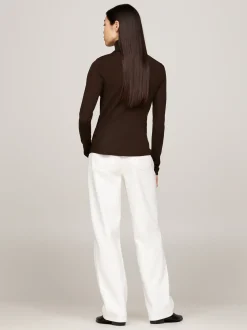Swetry Z Golfem|Swetry*Tommy Hilfiger Sweter Z Golfem Z Czystej Wełny DARK COFFEE