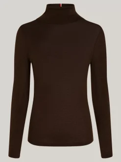 Swetry Z Golfem|Swetry*Tommy Hilfiger Sweter Z Golfem Z Czystej Wełny DARK COFFEE