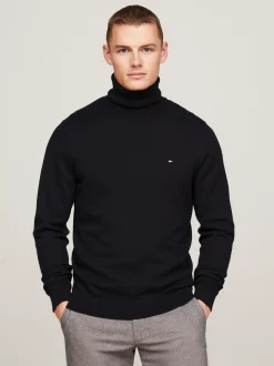 Swetry Z Golfem|Swetry*Tommy Hilfiger Sweter Z Golfem Z Domieszką Kaszmiru BLACK