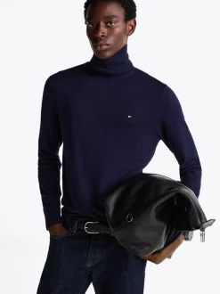 Swetry Z Golfem|Swetry*Tommy Hilfiger Sweter Z Golfem Z Domieszką Kaszmiru DESERT SKY