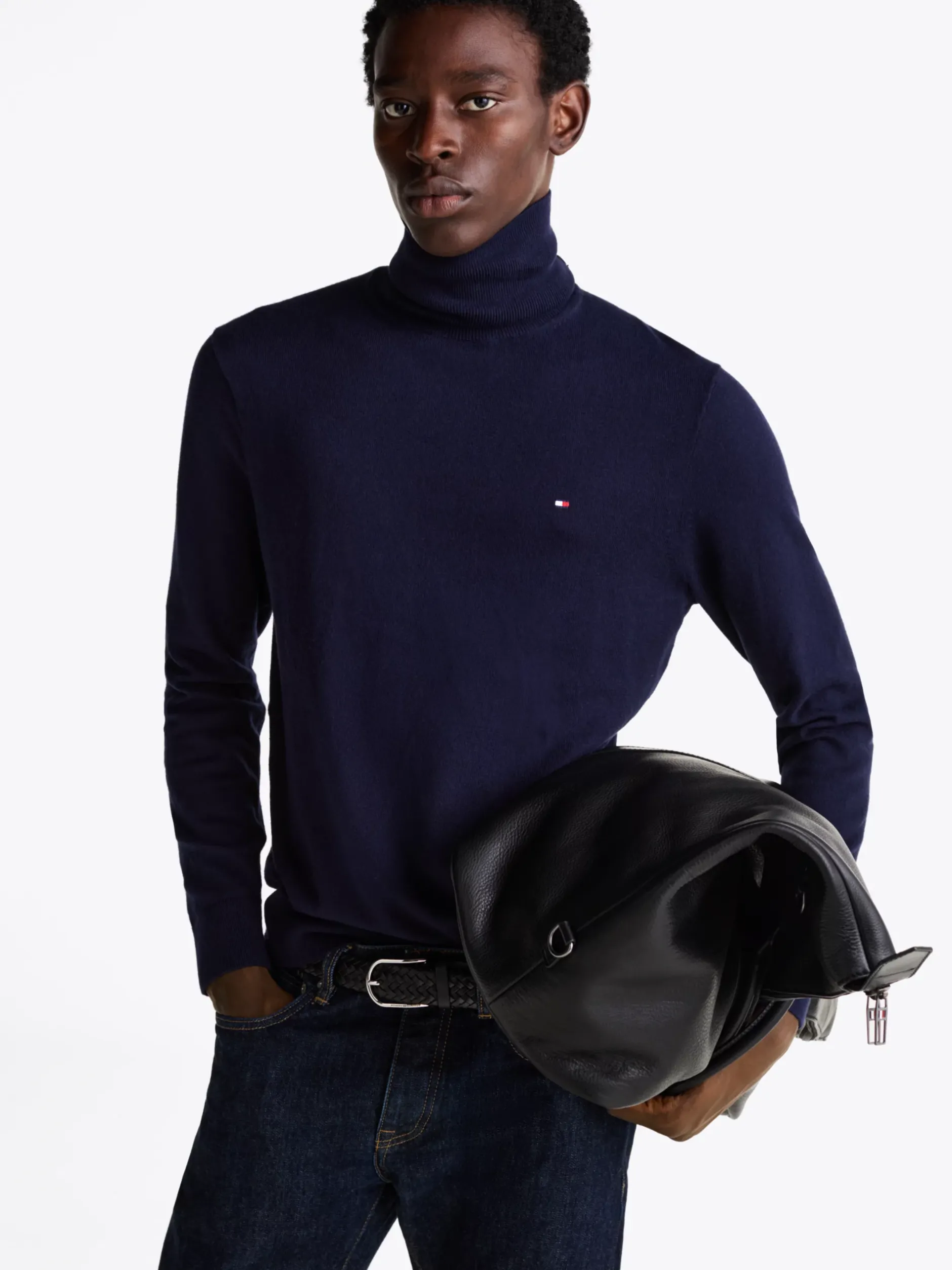Swetry Z Golfem|Swetry*Tommy Hilfiger Sweter Z Golfem Z Domieszką Kaszmiru DESERT SKY