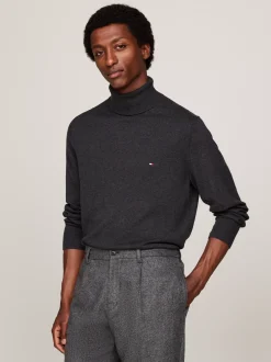 Swetry Z Golfem|Swetry*Tommy Hilfiger Sweter Z Golfem Z Domieszką Kaszmiru DARK GREY HEATHER